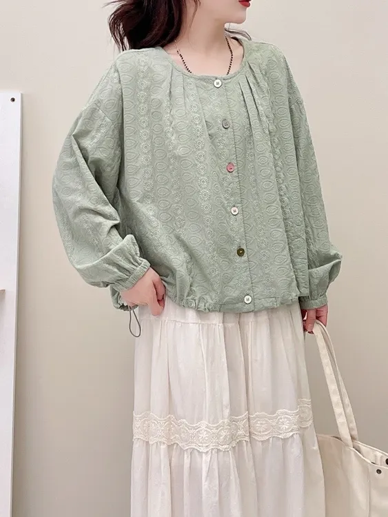 201#-300#吉合森系女装宽松大码重工刺绣休闲时尚百搭衬衫