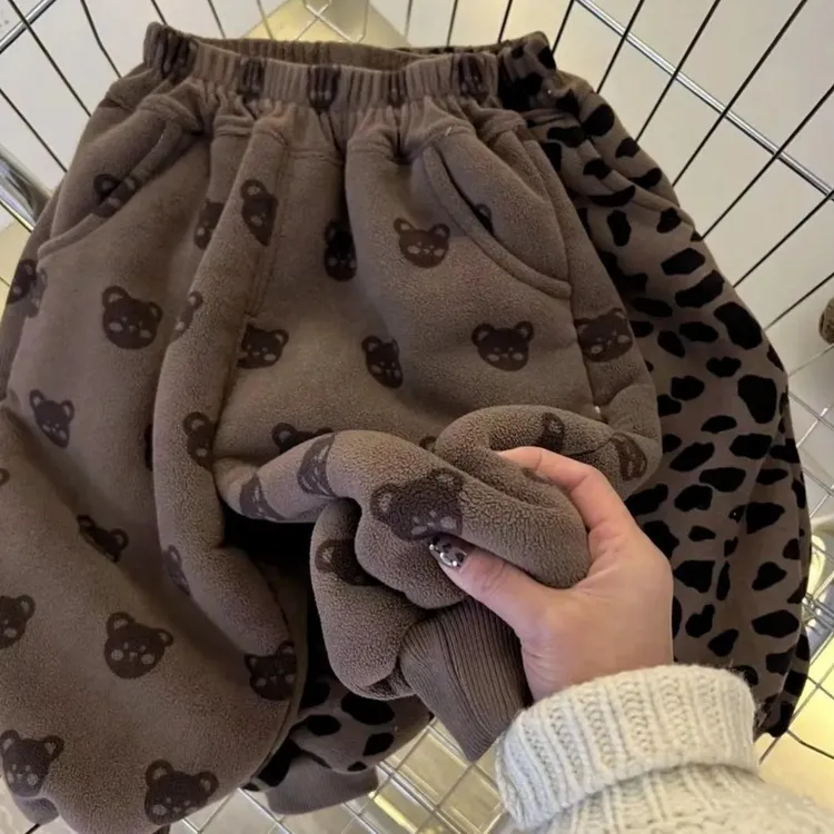宝宝加绒裤子奥利绒秋冬男童加厚卫裤女童运动裤儿童童装保暖裤潮