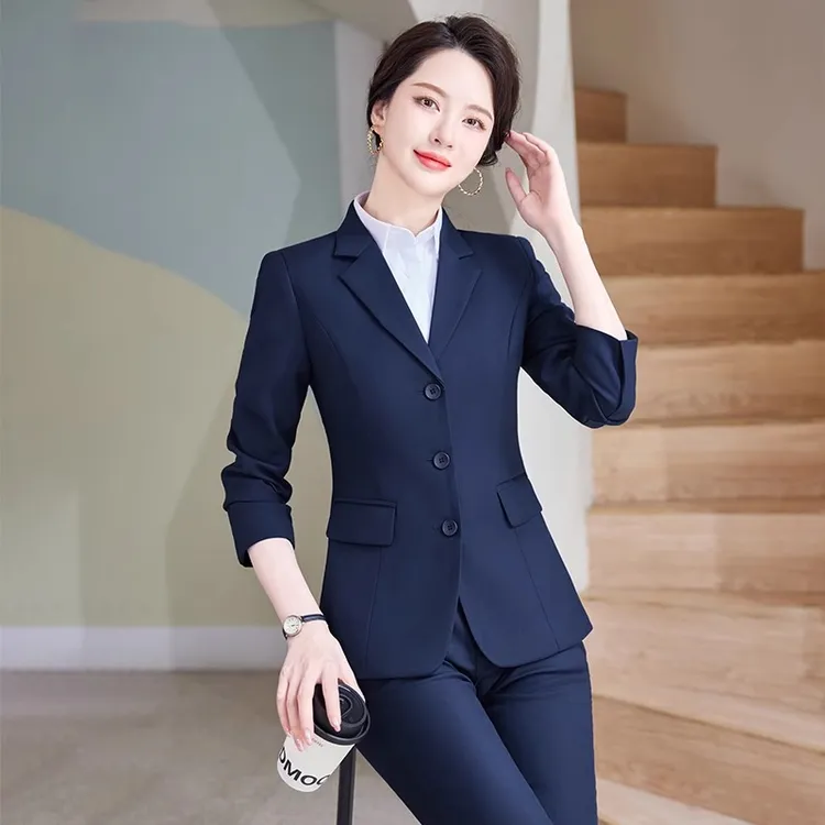 弹力西装套装女秋冬款工作服职场面试正装小个子高级感三粒扣西服