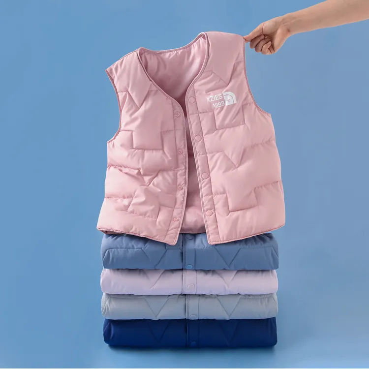 新款儿童羽绒丝马甲男女童内外穿轻薄保暖背心秋冬中大童洋气坎肩