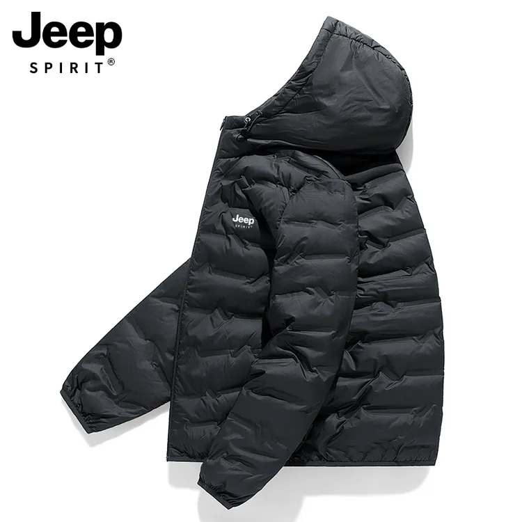 JEEPSPIRIT轻薄款羽绒服男2024冬季新款轻便连帽休闲保暖薄款外套