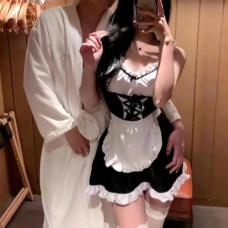性感女仆女佣连衣裙蕾丝内衣成人大码网红连体睡衣黑丝纯欲内衣新