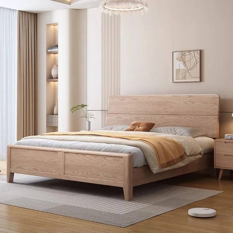 北欧白蜡木实木床1.8主卧大床现代简约1.5日式原木风民宿双人床