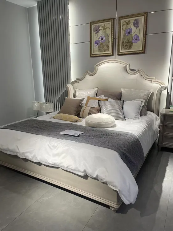 法思哲美式轻奢，欧洲进口榉木，迈克威尔别墅皇冠大床中式主卧室