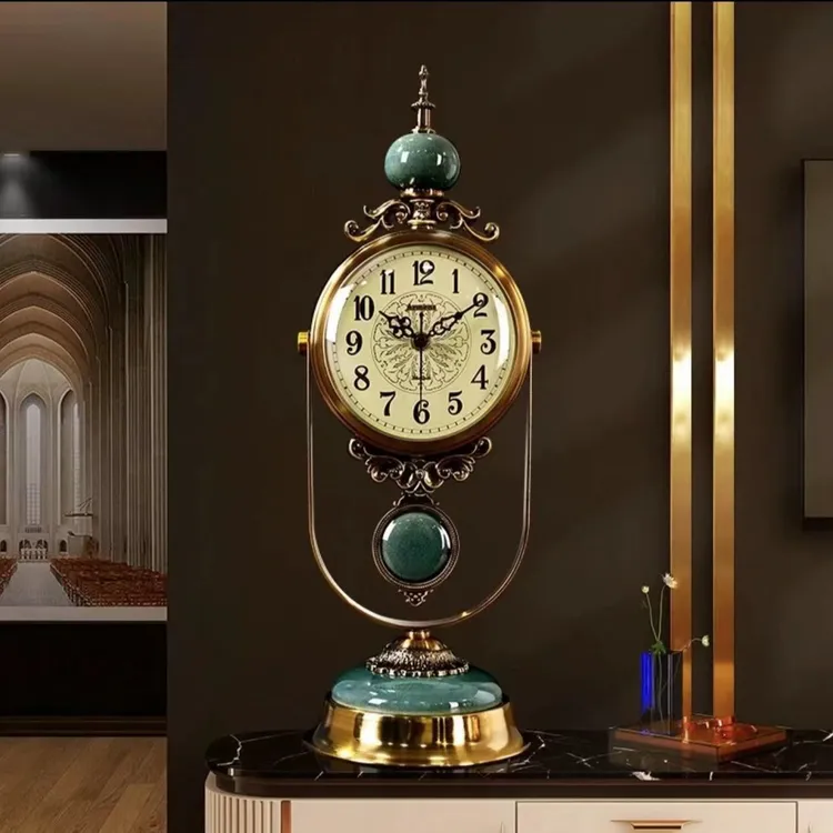 欧式复古静音摆件高档钟表摆台座钟客厅时钟2026大气奢华台式钟表商品图