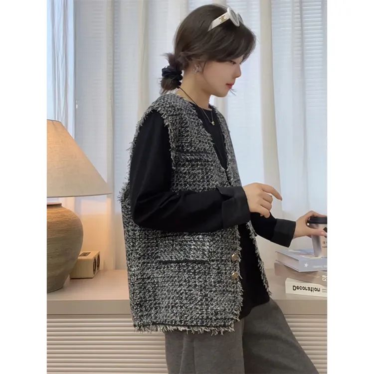 小香风马甲背心女春秋装外穿新款2024爆款小个子无袖马夹坎肩外套