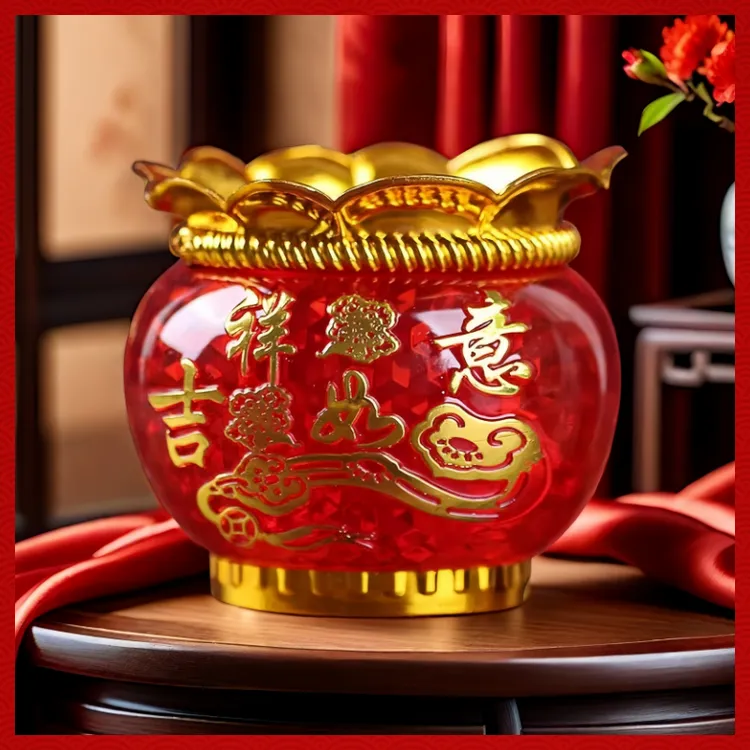 红灯笼燃24小时过节家用无烟无味水晶蜡烛春节乔迁过年红蜡烛