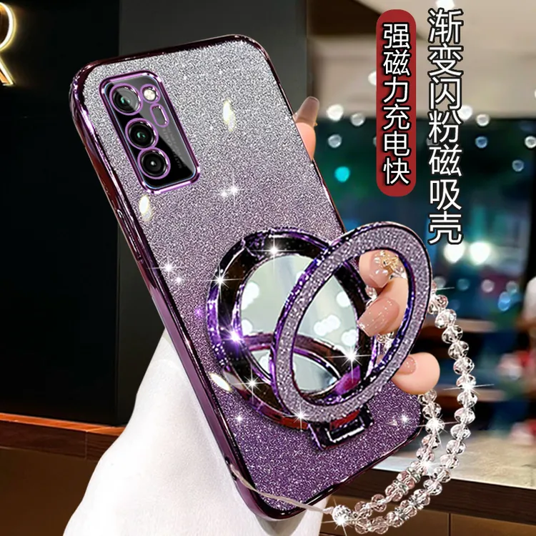 华为荣耀v30手机壳女潮OXF-AN00闪粉软壳HONORV30pro带支架AN10套