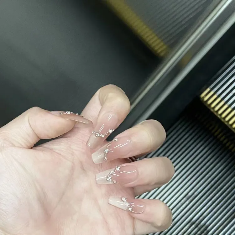 洋宝家 手工穿戴甲粉色纯欲中长款