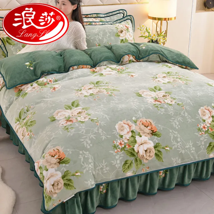 【浪莎品牌】冬季加绒牛奶绒被套单件毛绒加厚冬天珊瑚绒双面绒被罩