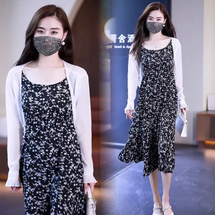 白色荷叶袖开衫外套女装2023年夏季新款设计感小众防晒网纱上衣