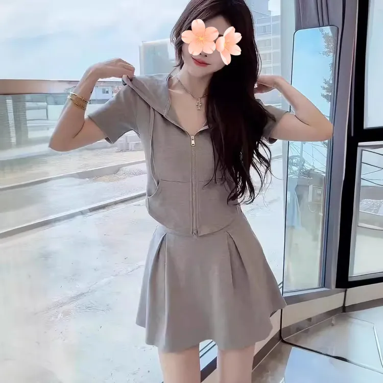 小个子穿搭一整套运动休闲套装裙裤夏季新款俏皮活泼两件套女
