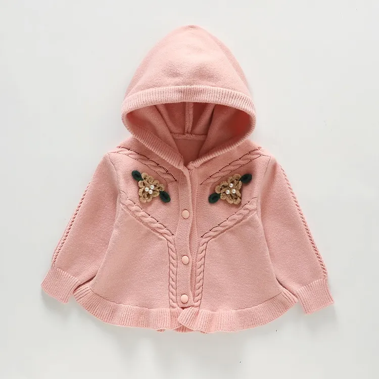 女童帽衫女宝宝开衫毛衣2024新款小童春秋外套3岁1周岁儿童针织衫