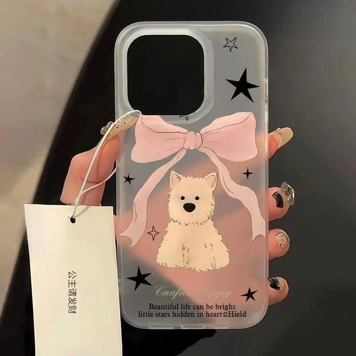 ins星星蝴蝶小狗适用苹果15promax手机壳iPhone14/13/12磨砂软壳