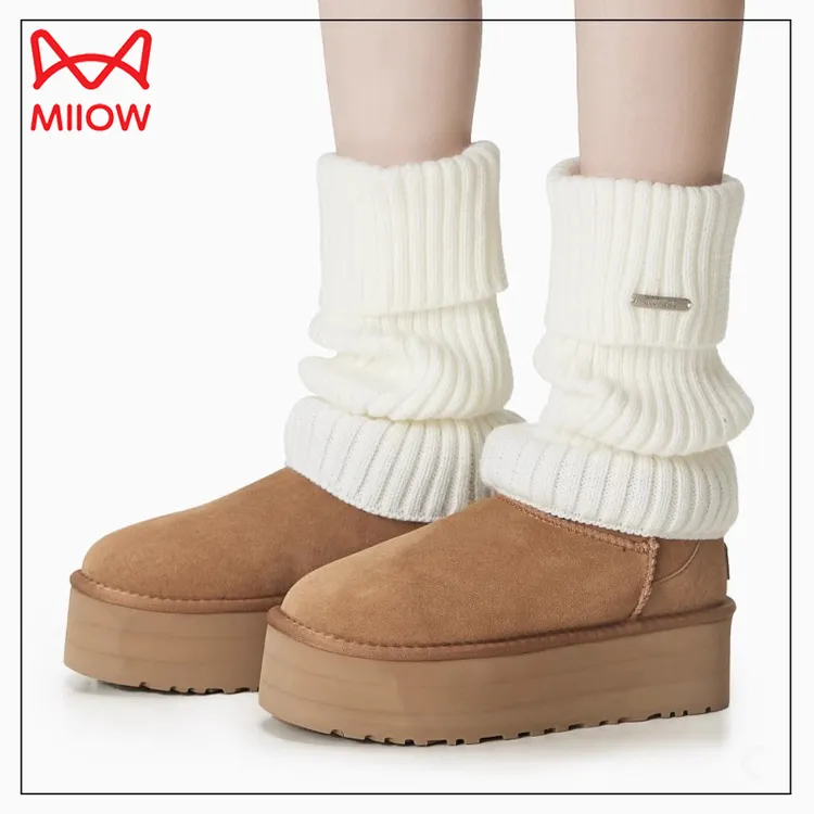 猫人腿套白色针织女款秋冬新款保暖袜套雪地靴堆堆袜冬季小腿袜子