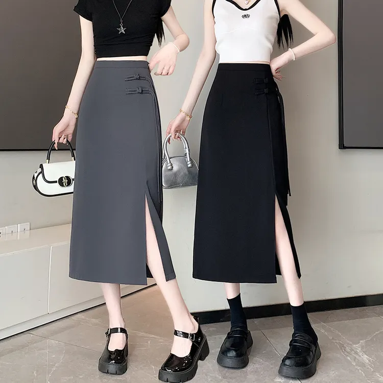 小个子新中式夏季高腰气质垂感半身裙国风款中长款新款半身裙子