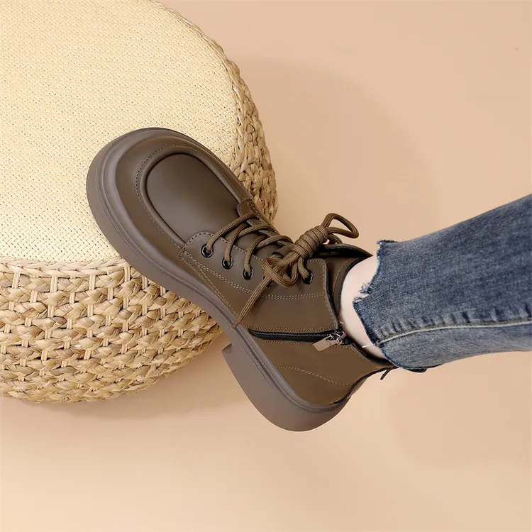 学生马丁靴女英伦2025秋冬加绒真皮女短靴美拉德时尚百搭加绒单靴