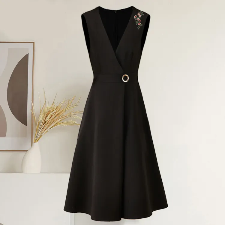 2025法式马甲连衣裙女春秋装新款长款气质修身马夹西装裙子7576-3