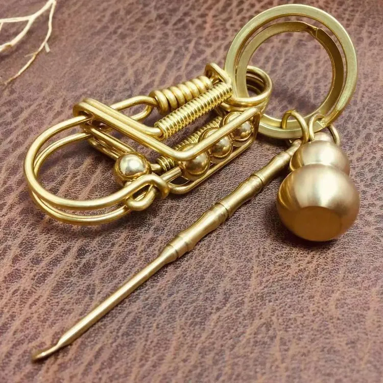 黄铜钥匙扣创意手工编制挂件汽车钥匙男士小鸟钥匙链葫芦耳勺腰挂