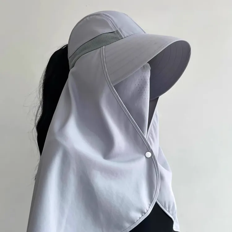 多功能透气防晒帽披肩一体遮阳帽女夏季加长护颈防紫外线太阳帽子
