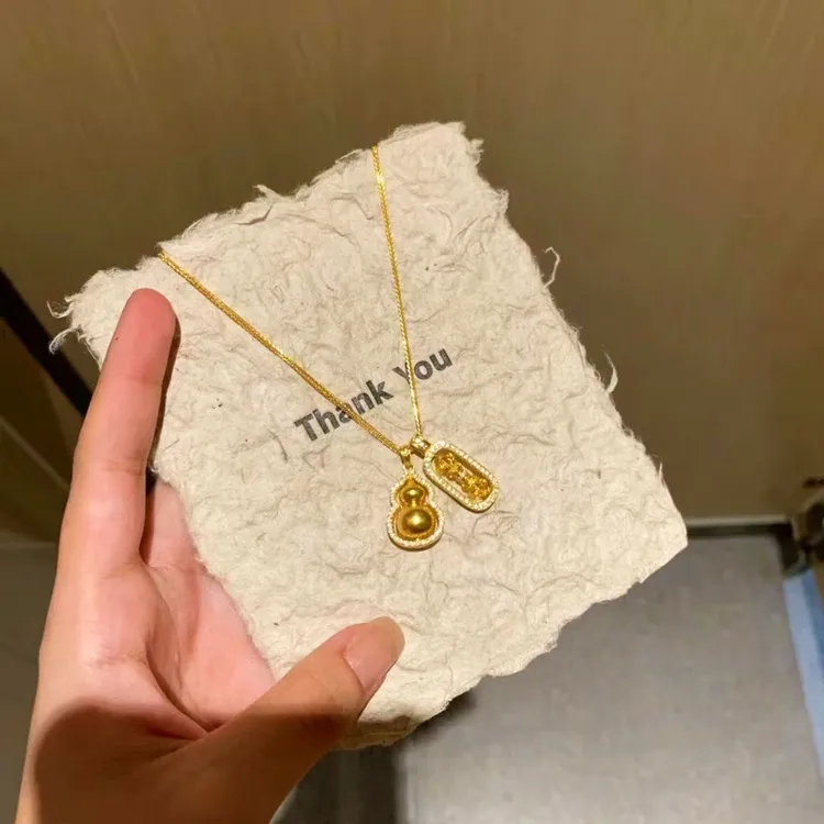 钛钢项链 新中式金刚杵葫芦雅丹吊坠女2024新款时尚百搭项链简约 