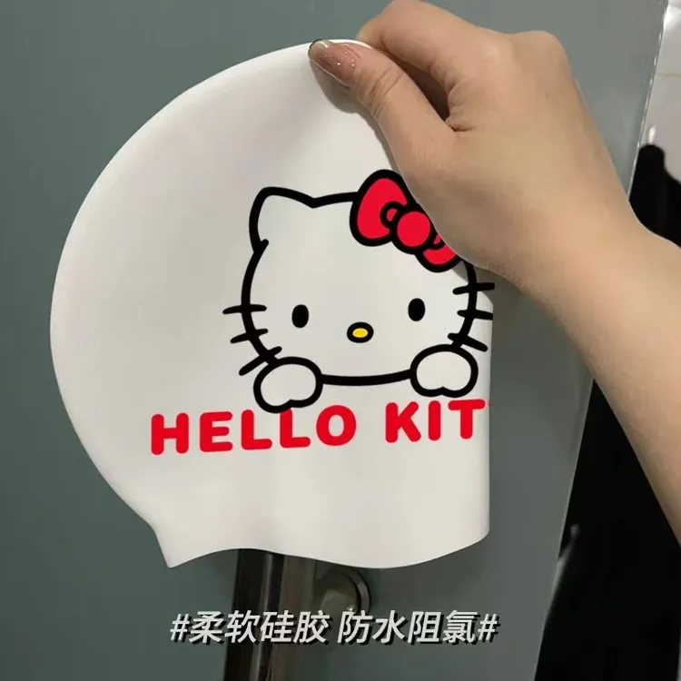 库洛米硅胶防水游泳帽专业泳帽三丽鸥KT猫泳帽女款成人硅胶高弹力