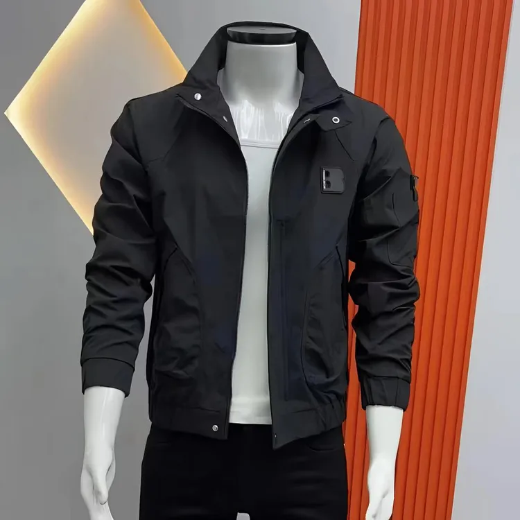 工装立领夹克男款春秋季潮牌简约痞帅男装上衣服潮流防风休闲外套
