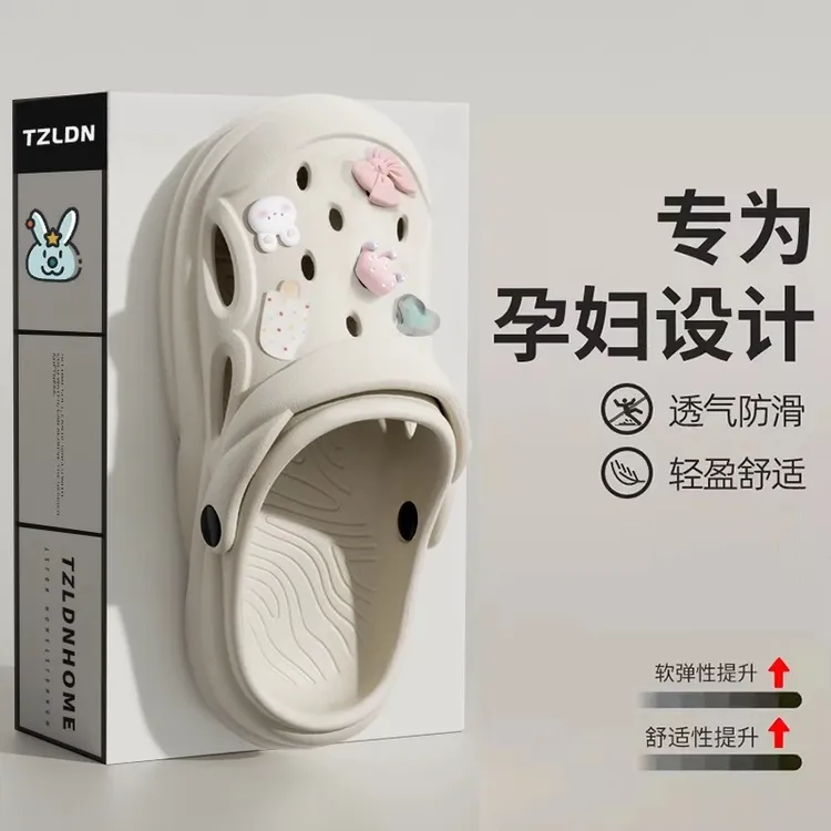 利达妮孕妇洞洞鞋女款夏2025新款学生软底厚底eva防滑舒适凉拖鞋商品图