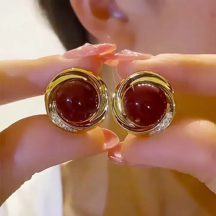 铜合金仿珍珠耳饰  奢华高贵优雅赫本风时尚百搭大气耳钉12号