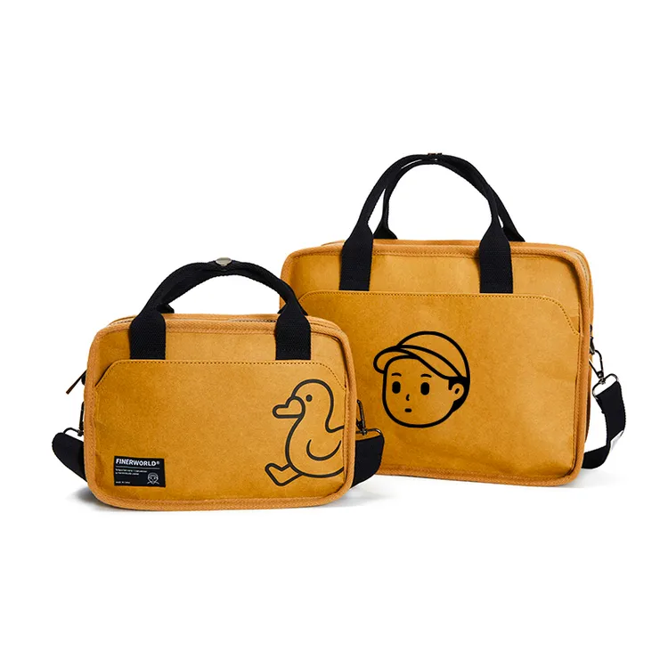 FINERWORLD湿水牛皮纸斜挎包户外情侣方包邮差包公文包手提包便携