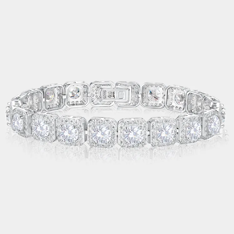 925银莫桑石手链 秋冬氛围满钻小冰糖银莫桑钻手链轻奢生日礼物