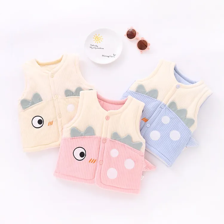 春秋婴儿开衫男宝女宝卡通内胆单排扣婴儿女童冬装套装