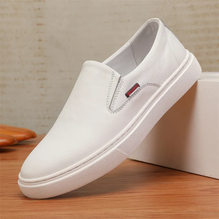 2025新款男鞋夏新款男士真皮乐福板鞋软皮小白鞋一脚蹬懒人皮鞋