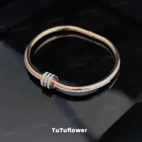 TuTuflower 钛钢合成锆石手镯 满钻钛钢手镯 小众轻奢时尚