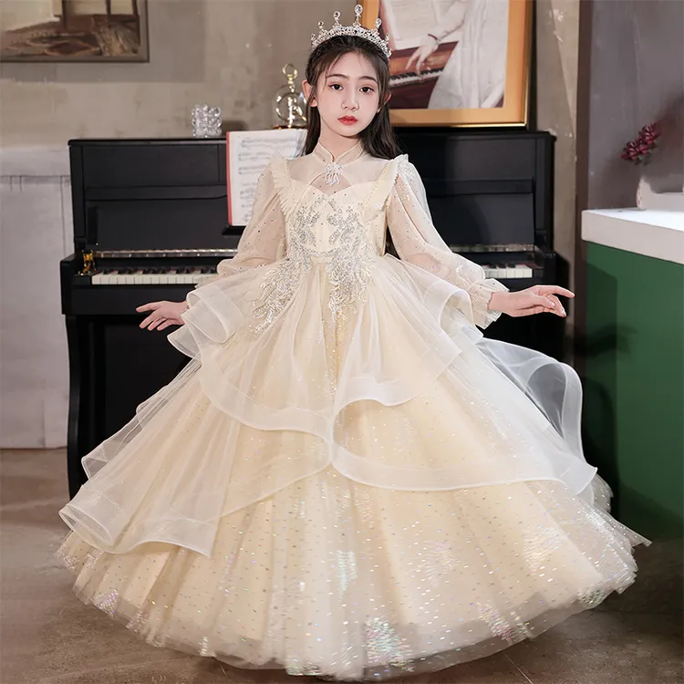 儿童礼服轻奢小众高端主持人钢琴演出服花童婚礼小女孩生日公主裙