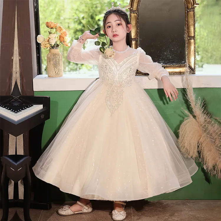 女童主持人礼服婚礼钢琴演出服儿童高级感轻奢小众公主裙花童裙子