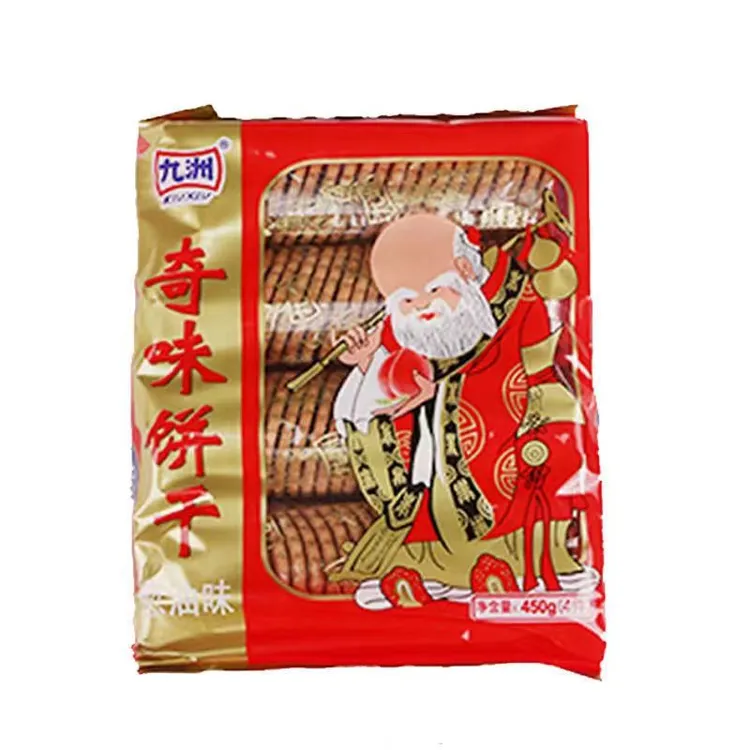 九洲奇味葱油饼干九州老寿星饼干195/450g怀旧零食批发