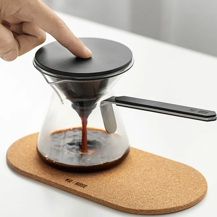 创意磁吸斗笠泡茶壶一键按压飘逸杯双层免滤咖啡手冲壶滴滤咖啡器