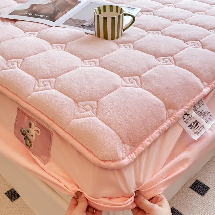 加厚加绒夹棉兔兔 绒床笠a类超厚床垫家用保暖床罩防滑可机洗