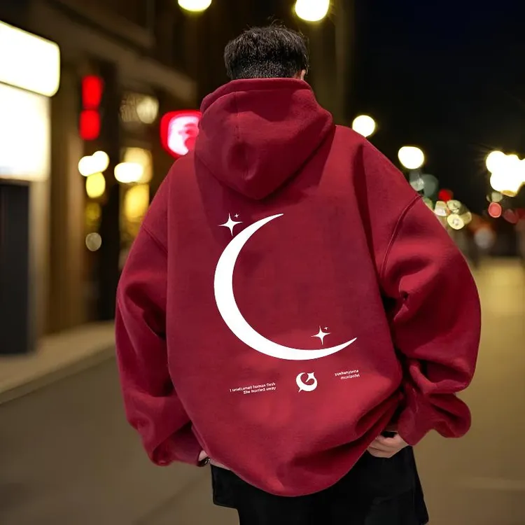 300斤加大码美式潮牌重磅连帽卫衣男女秋冬春秋红色加厚保暖百搭