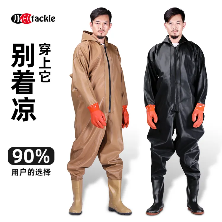 加厚全身下水裤男涉水裤水鞋连体防水雨裤雨鞋一体挖藕下水裤男款