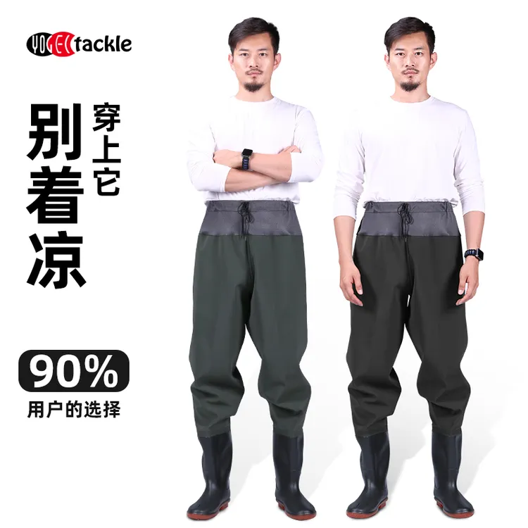 超轻透气下水男雨裤带雨鞋一体水抓鱼防水涉水服水下水裤男款