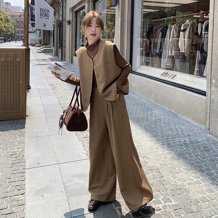 时尚套装现货现货！！ 马甲阔腿裤打底衫三件套  2C206-