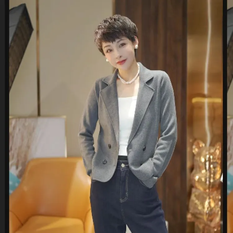 MINGGANG/名港【四粒扣西装】经典时尚气质百搭针织衫MG3136