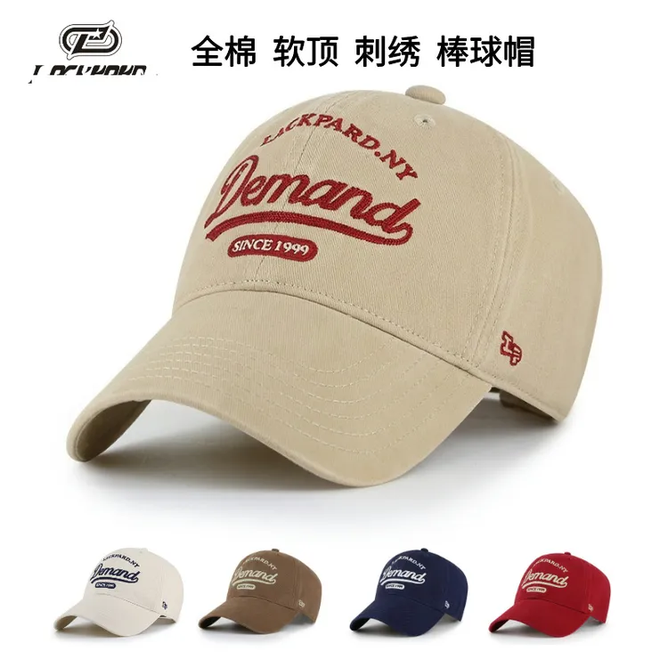 LACKPARD棒球帽女士秋冬软顶全棉鸭舌帽男士户外大帽檐显脸小帽子