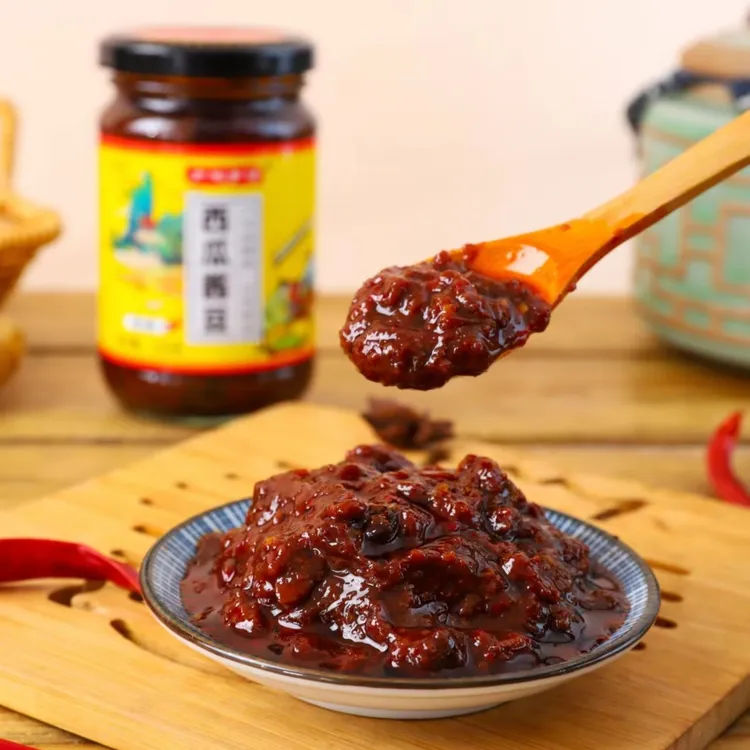 河南特产力鸿乡源小瓦盆晒制天然正宗西瓜酱豆圆瓶香辣原味2瓶