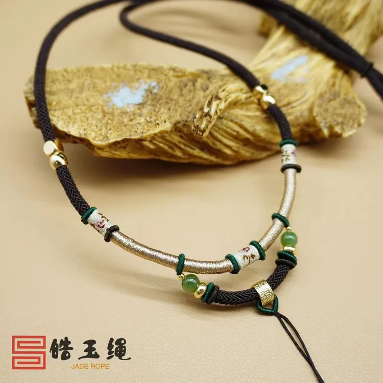 【皓玉绳】纯手工设计款编织复古风半项圈吊坠绳项链绳绳子吊坠精品