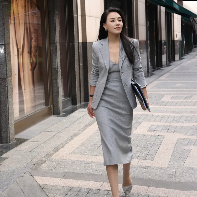 YSU【余书】高端英伦高定商务休闲人字纹西装翻领外套Y370256