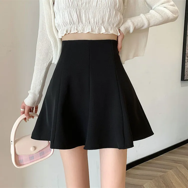 2025新款高腰小个子a字短裙黑色半身裙女装夏季百褶裙显瘦伞裙子