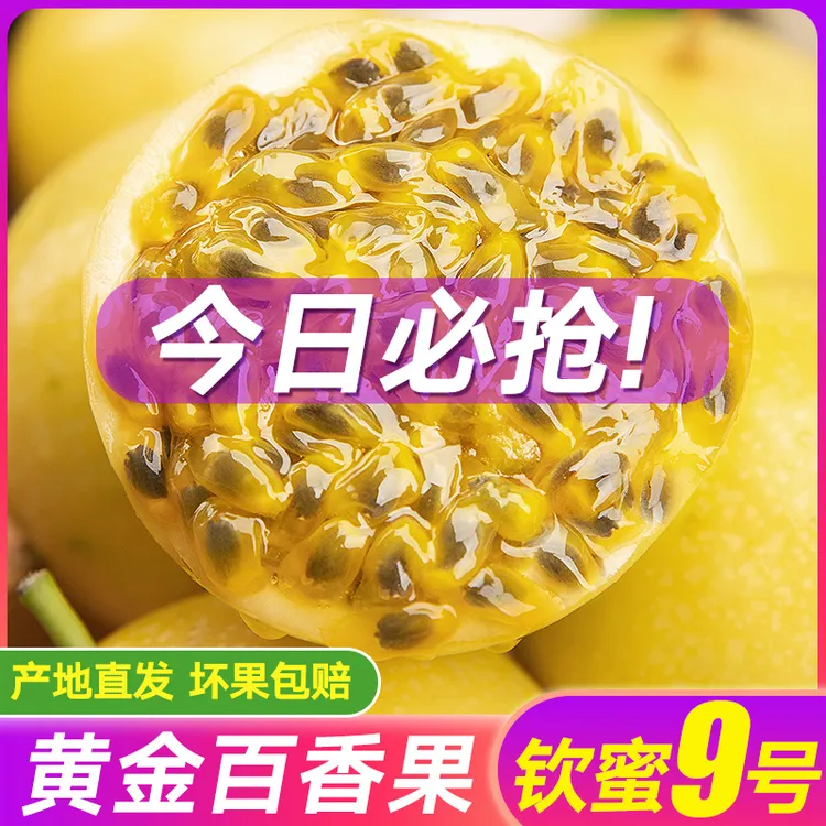 钦蜜9号黄金百香果新鲜1斤包邮大果一级黄晶果黄色纯甜白香整箱